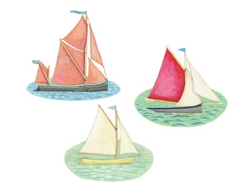 Vinyl sticker pack, 3 boats; barge, smack and winklebrig