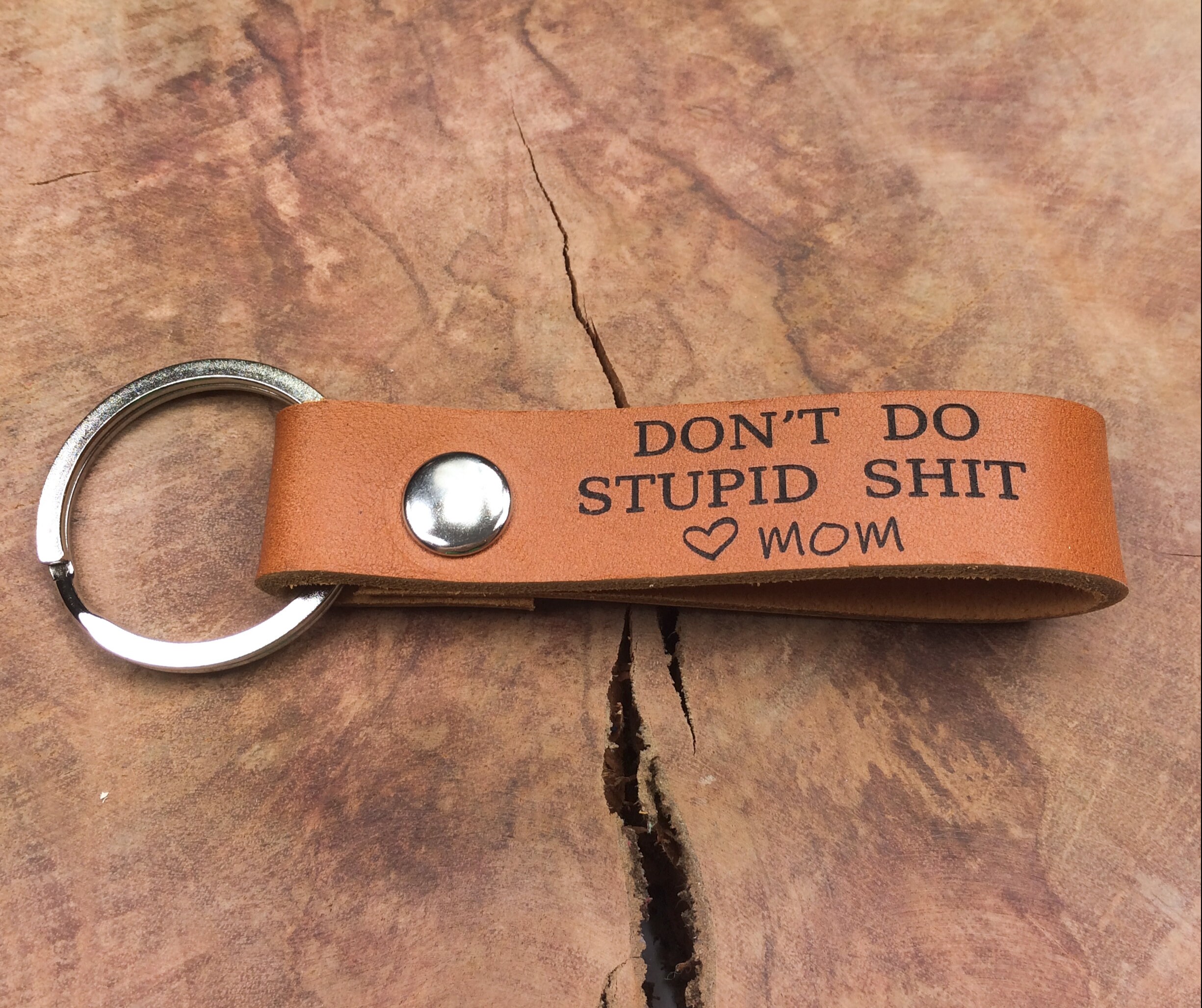 Don't Do Stupid Shit leather keychain by Rostozzi Art Studio