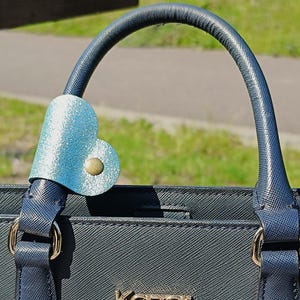 Glänzend Türkis Echtleder Herz Snap Taschenanhänger oder Schnurhalter, Lila, Lavendel, Hellminze, Tiefblau, Blau, Geburtstagsgeschenk