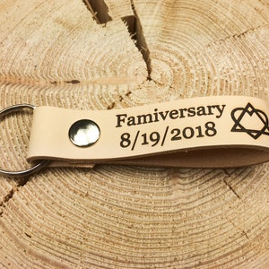 Adoption Anniversary Keychain, Thick Premium Leather Keyring, Personalised, Laser Etched, Foster Mom Keychain, Official Court Adoption Gift