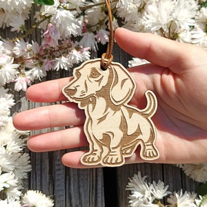 Dachshund Reusable Car Air Freshener, Laser Engraved Wood, Fragrance Oil And Diffuser, Perfect Gift  For Her, Rearview Mirror Accessories