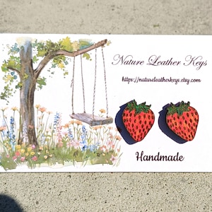 Strawberry Earrings, Hand Painted Laser Cut Wood Stud Earrings, Hypoallergenic Studs, Fruit Earrings, Summer Earrings, Multicolor Fruit