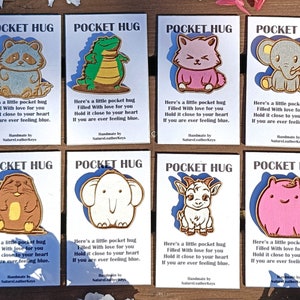 Pocketknuffels schattige dieren, wasbeer, olifant, bever, mis je cadeau, handgeschilderde lasergesneden houten zakvriend, dierentuin, aan je denken, aandenken