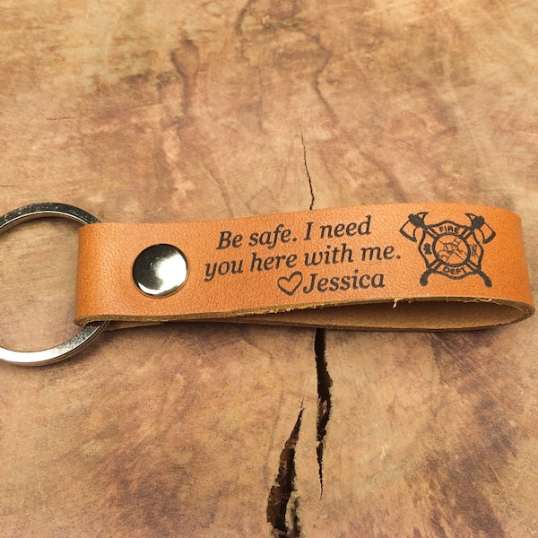 Personalized US/CA Firefighter Custom Name Department Keychain