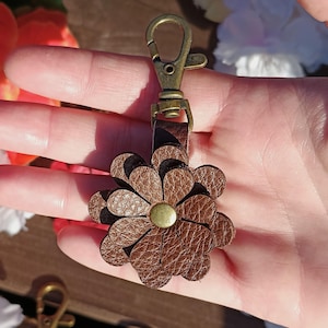 Braune Leder Blume Geldbörse Charme, 8 Styles, geschichtete Blumen Tasche Flair, Clip, Rot, Gelb, Weiß, Burgund, Oliv, Blau, Türkis, Blau