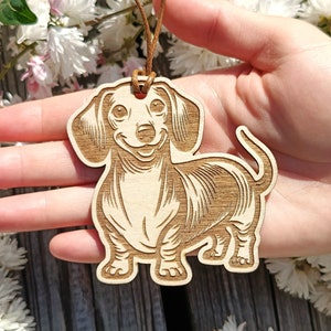 Dachshund Reusable Car Air Freshener, Laser Engraved Wood, Fragrance Oil And Diffuser, Perfect Gift  For Her, Rearview Mirror Accessories
