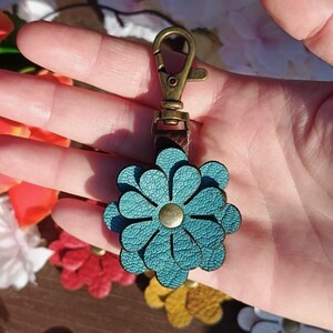Blau Türkis Leder Geldbörse Charme, 8 Styles, geschichtete Blumen Tasche Flair, Clip auf, rot, gelb, weiß, Burgund, Oliv, braun, blau