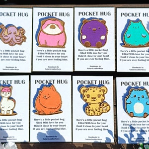 Câlins de poche animaux mignons, poulpe, chien, chat, hamster, cadeau tu m'as manqué, petit compagnon en bois découpé au laser peint à la main, je pense à vous, souvenir