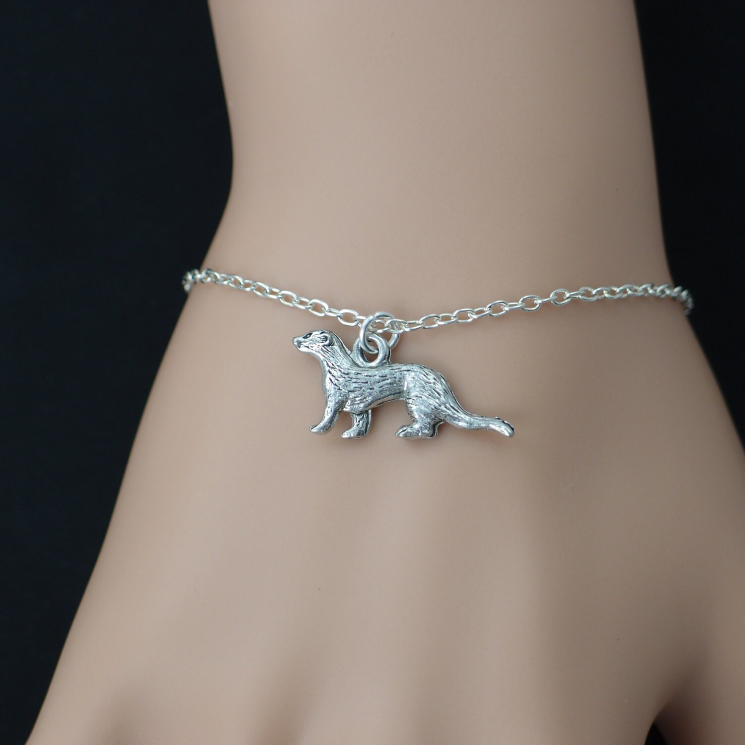 ferret bracelet sterling silver filled silver ferret charm Etsy