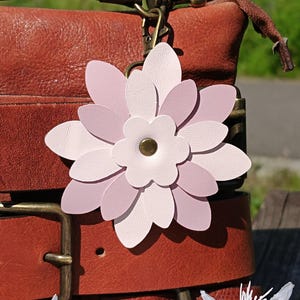Lilac And Purple Leather Flower Purse Charm, LIMITED EDITION, Peach, Blush Pink, Hot Pink, White, Vintage Pink, Distressed Silver, Pale Pink