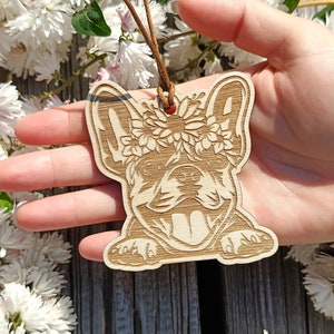 French Bulldog Reusable Car Air Freshener, Laser Engraved Wood, Fragrance Oil And Diffuser, Gift  For Her, Rearview Mirror Accessories