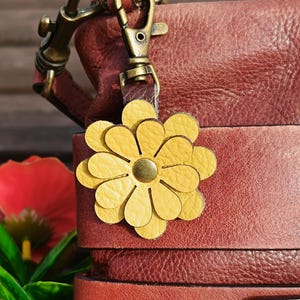 Gelbe Leder Blume Geldbörse Charme, 8 Styles, geschichtete Blumen Tasche Flair, Clip, Rot, Weiß, Burgund, Oliv, Blau, Türkis, Braun, Blau