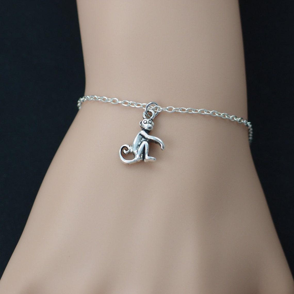 monkey bracelet sterling silver filled silver monkey charm Etsy