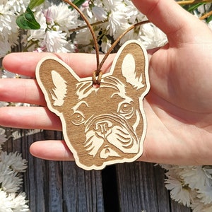 French Bulldog Reusable Car Air Freshener, Laser Engraved Wood, Fragrance Oil And Diffuser, Gift  For Her, Rearview Mirror Accessories