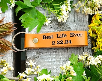 JW Gift / Best Life Ever Keychain, Thick Premium Leather Keyring, Personalised, Laser Etched, Pioneer School Gift, Baptized, Baptism Gift