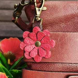 Rot Leder Blumen Geldbörse Charme, 8 Styles, geschichtete Blumen Taschen Flair, Clip On, Gelb, Weiß, Burgund, Oliv, Blau, Türkis, Braun, Blau