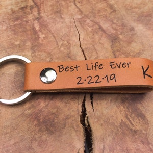 Best Life Ever Keychain, Thick Premium Leather Keyring, Personalised, Laser Etched, Baptism Keychain, Christian Keychain, Adult Baptism Gift