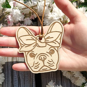 French Bulldog Reusable Car Air Freshener, Laser Engraved Wood, Fragrance Oil And Diffuser, Gift  For Her, Rearview Mirror Accessories