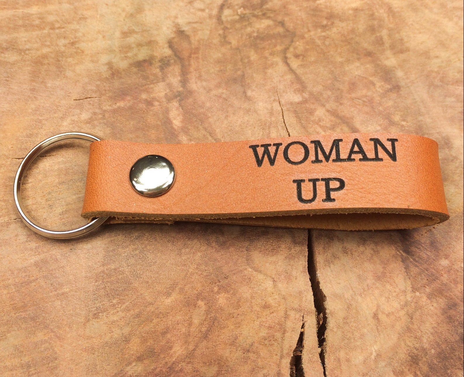 Woman Up Keychain Thick Premium Leather Keyring Etsy