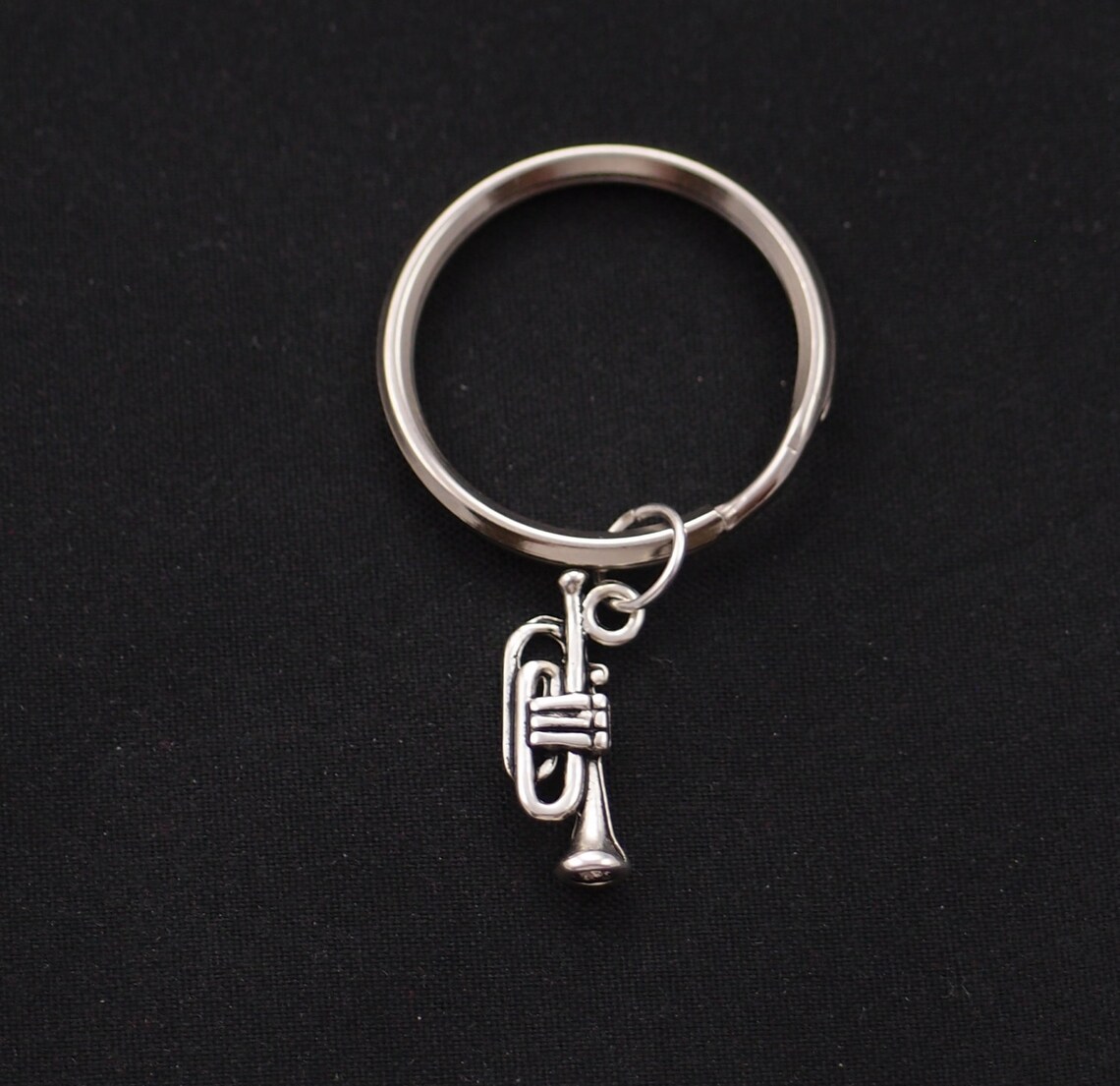 Tiny trumpet keychain silver trumpet key ring musician gift Etsy