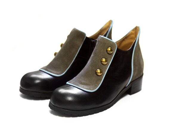Vintage Frauen Winterschuhe, schwarz flache kurze Stiefel, echtes Lederschuhe, schwarze Frauen Lederschuhe, schwarze Lederschuhe, Knöpfe Schuhe Vintage Frauen Winterschuhe, schwarz flache kurze Stiefel, echtes Lederschuhe, schwarze Frauen Lederschuhe, schwarze Lederschuhe, Knöpfe Schuhe