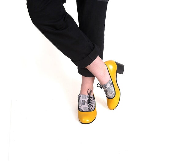 yellow oxford heels