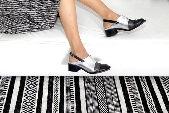 silver slingbacks low heel
