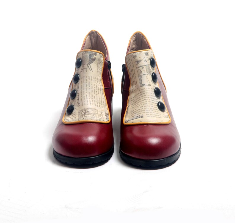 flat burgundy ankle boots