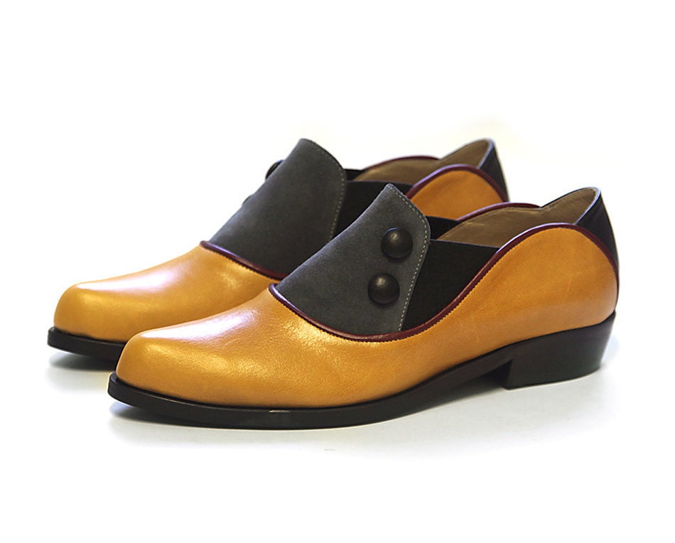 mustard colored flat shoes