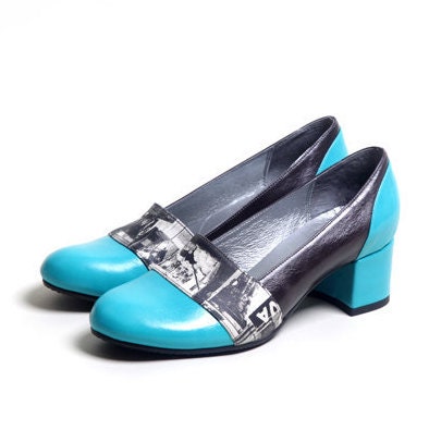turquoise leather shoes