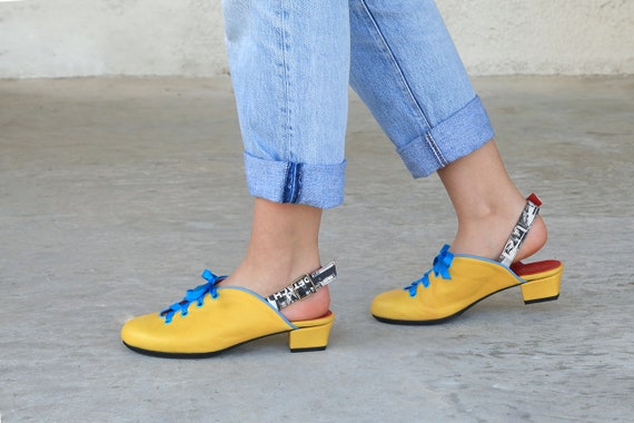 low heel yellow shoes