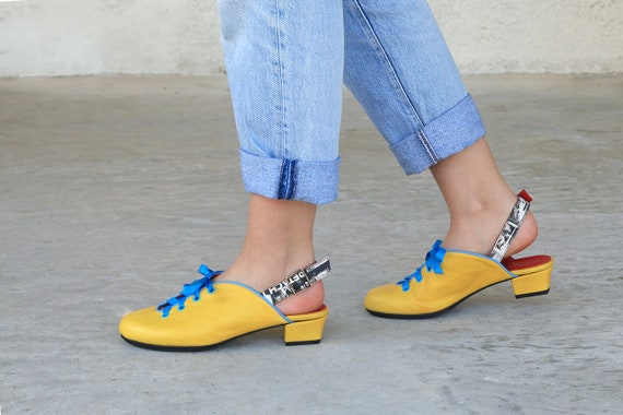 yellow low heel