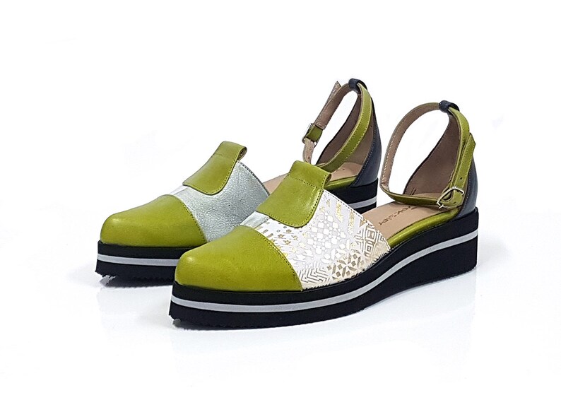 Green Leather Mary Janes Shoes for women's shoes designer | Etsy