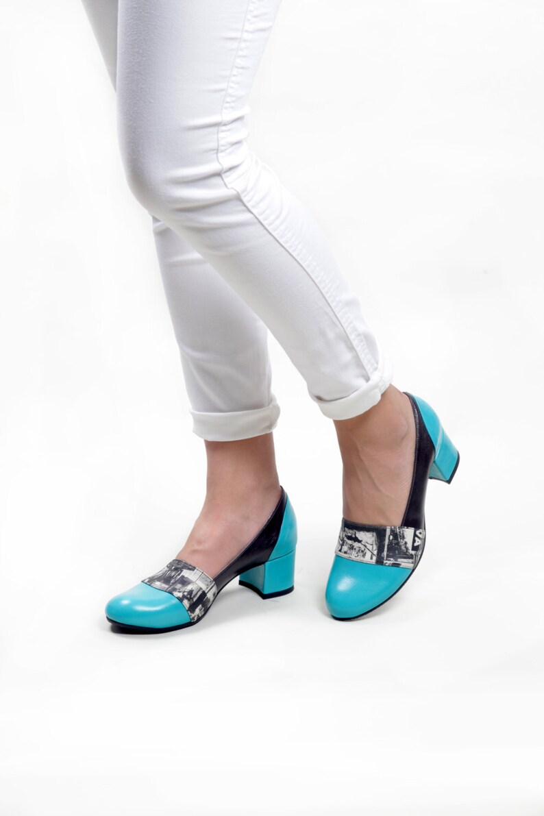 turquoise and grey shoe