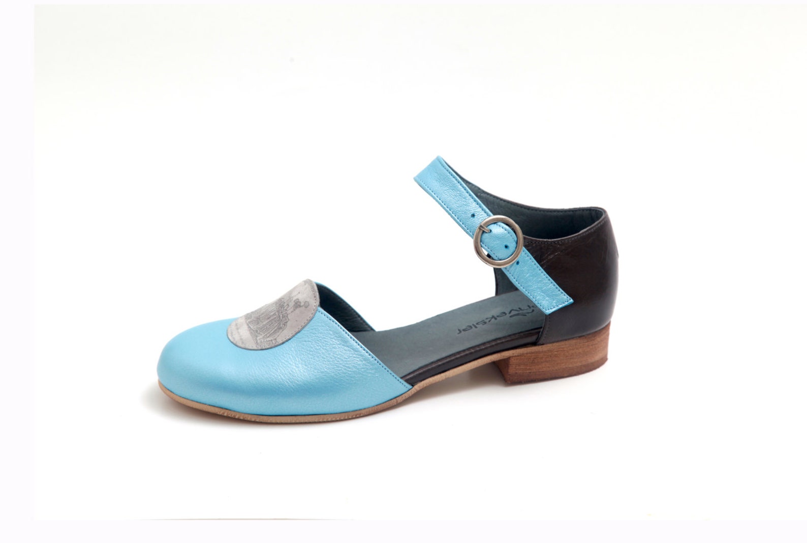 Light Blue Leather Mary Janes Shoes for Women's Shoes Etsy