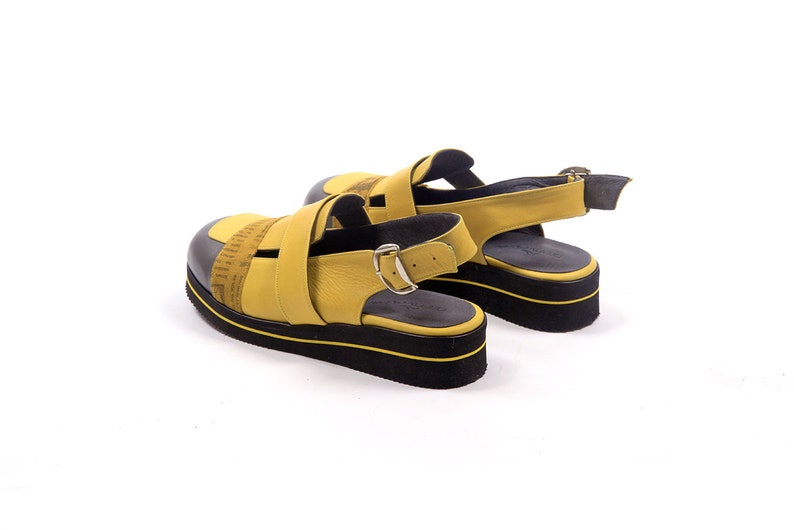 Yellow Leather Sandals Women's Sandals Designer Leather Etsy