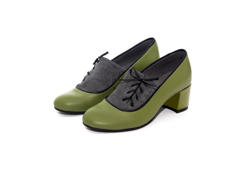 green leather shoes womens
