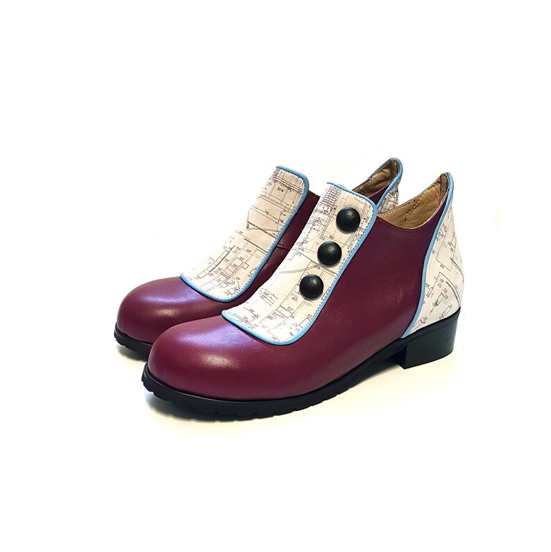 Flache, kurze Stiefel, Leder Schuhe der Frauen, Frauen Winterschuhe, Licht Burgondy, echt Leder Schuhe, Vintage Leder Booties mit Knöpfen Schuhe Flache, kurze Stiefel, Leder Schuhe der Frauen, Frauen Winterschuhe, Licht Burgondy, echt Leder Schuhe, Vintage Leder Booties mit Knöpfen Schuhe