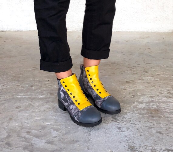 mustard flat boots