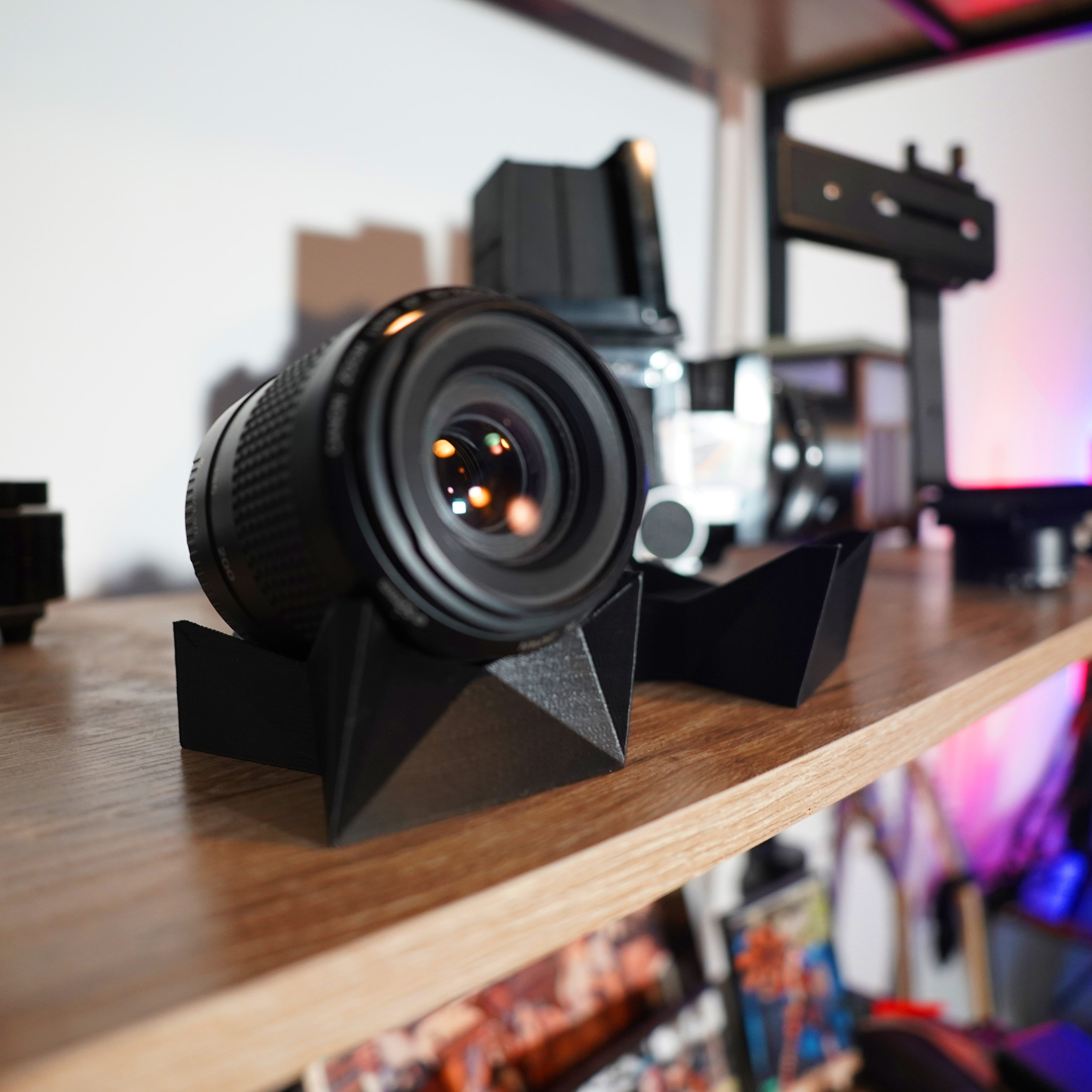 Black Camera Lens Display Stand DSLR Lens Display Stand Vintage Lens