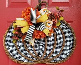 Pumpkin Wreath, Farmhouse Decor, Fall
