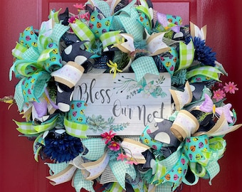 Spring Wreath, Farmhouse Decor, Country Wreath