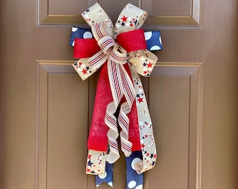 Stars and Stripes Patriotic Bow: Vintage Americana Wreath Decor
