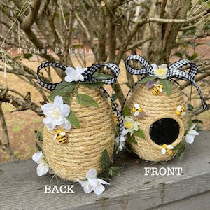 Beehive Decor, Bee Skep, Beehive Porch Decor, Beehive Centerpiece for Baby Shower Bridal Shower, Beehive Tablescape, Bumblebee Hive image 1