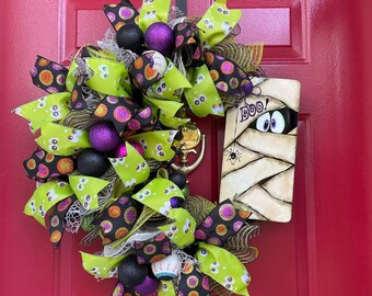 Halloween Wreath, Mummy Wreath, Fall