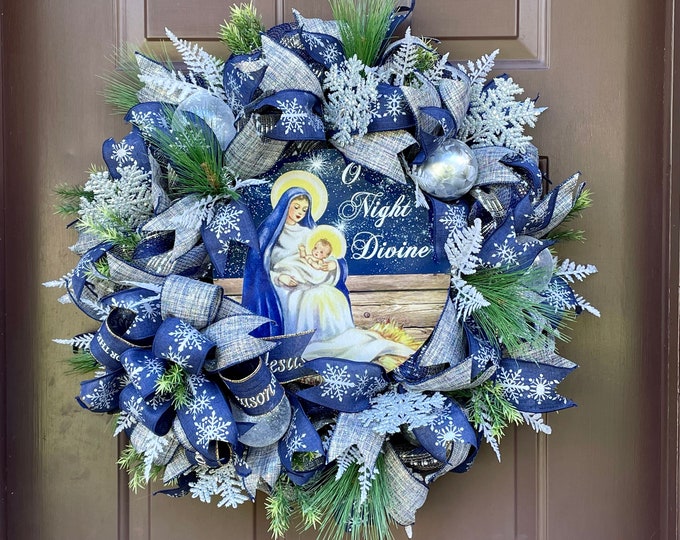 Christmas Wreath, Nativity Wreath, Religious Wreath Etsy