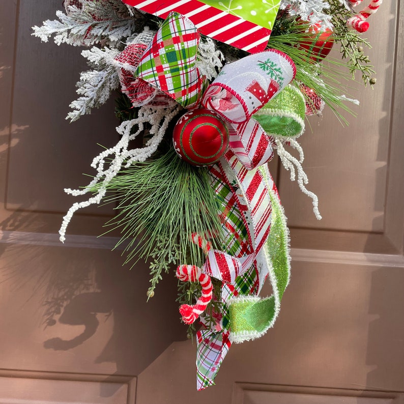 Christmas Wreath, Snowman Teardrop Swag, Christmas Snowman Swag image 4