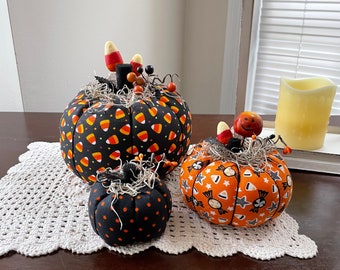 Fabric Pumpkins, Halloween Decor, Fall