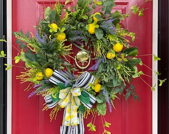 Lemon Wreath, Farmhouse Decor, Spring Wreath