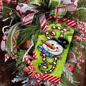 Christmas Wreath, Snowman Teardrop Swag, Christmas Snowman Swag image 3